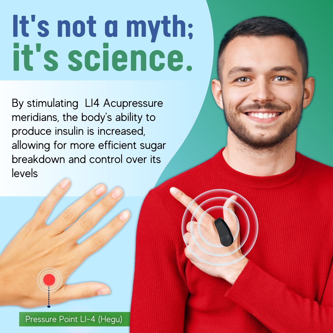 Acu+™ शुगर कंट्रोल LI4 एक्यूप्रेशर पॉइंट क्लिप