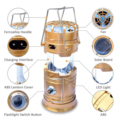🔥 Summer Hot Sale 🔥 - Portable Solar Camping Light With Fan