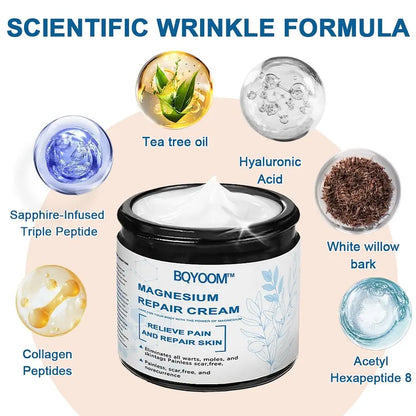 BQYOOM™ Magnesium skin repair cream👨‍⚕️NHS Approved (Psoriasis and Eczema Relief, Skin Repair, Even Tone, Acne and Dark Spot Treatment, Wart and Mole Removal)