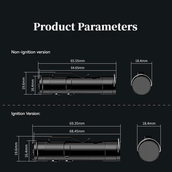 🔦Pocket Rechargeable EDC Flashlight: Mini Keychain Light with Fire Starter & Window Breaker