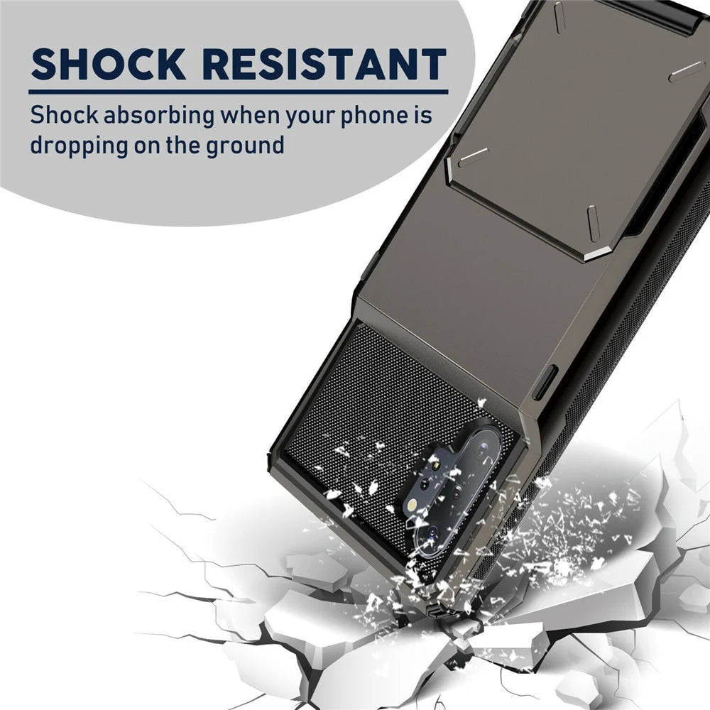 Flip Card Slots Business Armor Case For Samsung Galaxy Note 10 +