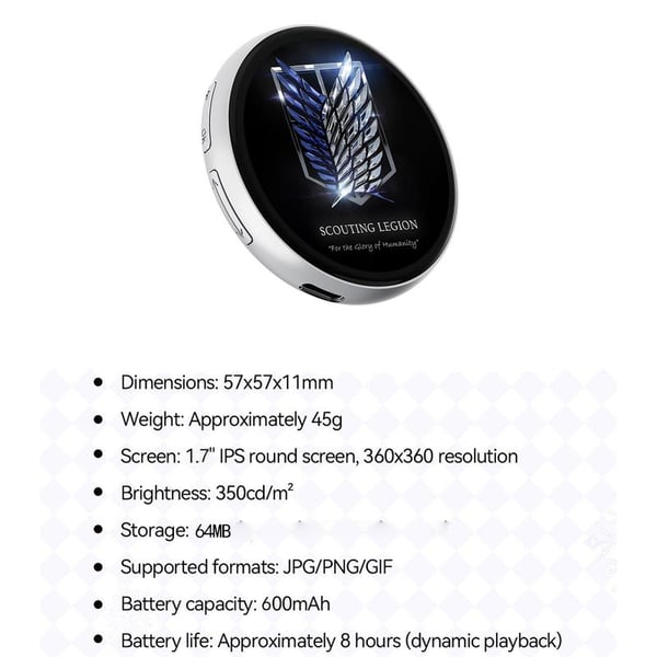 🔥Digital Badge Photo Video GIF Display Screen Pins Pixel Touchscreen Lightweight 600mAh