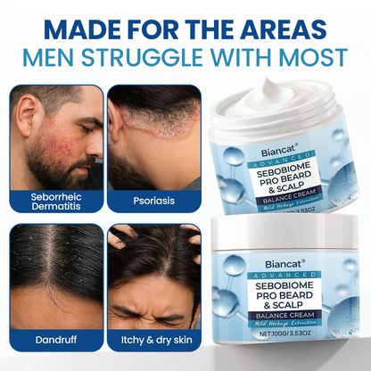 🔥 FLAKE-FREE SKIN IN 7 DAYS Biancat® SeboBiome Pro Beard & Scalp Cream 🌱 Reduces Itch & Flakes — No Greasy Residue!🔥