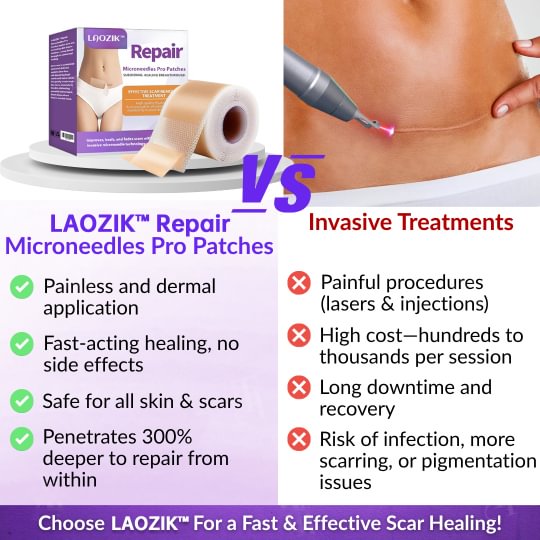 Official Store: LAOZIK™ Repair Microneedles Pro Patches with Hyaluronic Acid Nano-Heal Treatment for new and old scars, reduction of surgical scars, stretch marks, keloids, acne, burns, warts, dermatomas, and varicose veins