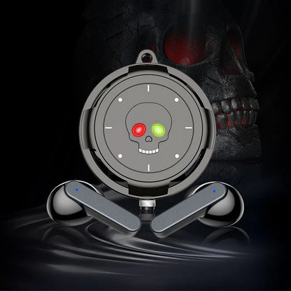 Skull Wireless Bluetooth Earphones With Metal Hanging Chain